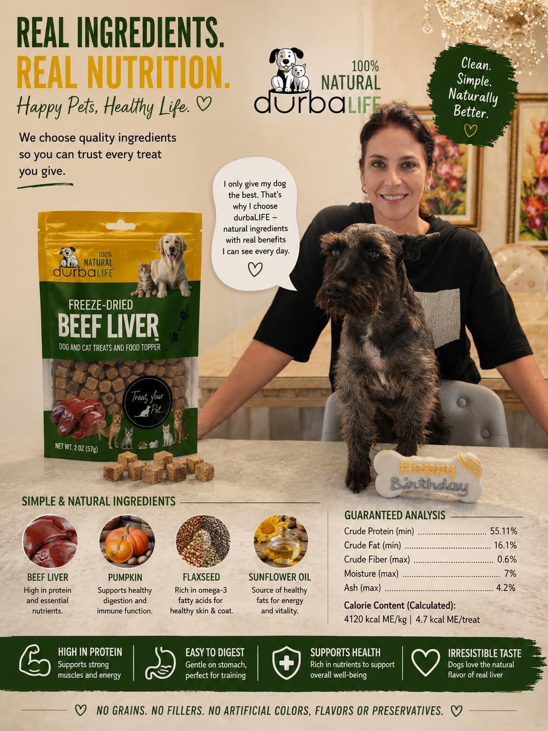 Freeze Dried Single Source Beef Liver Cubes Dog & Cat Treats Food Topper - Raw Bits Training Treasure, Possess Strong Aroma & Flavor Encourage Picky Eaters, High-Protein Recipe (2.0 oz, Beef Liver)