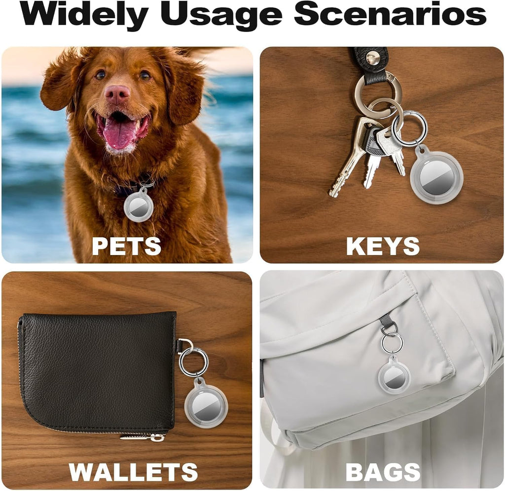 [4 Pack] IPX8 Waterproof Case for AirTag 2nd Gen (2026) & 1st Gen, Full Body Holder Keychain, Anti-Scratch Cover for Apple for Air Tags, Luggage, Pet Collar, Car Keys, Kids, 2 Clear/2 Black