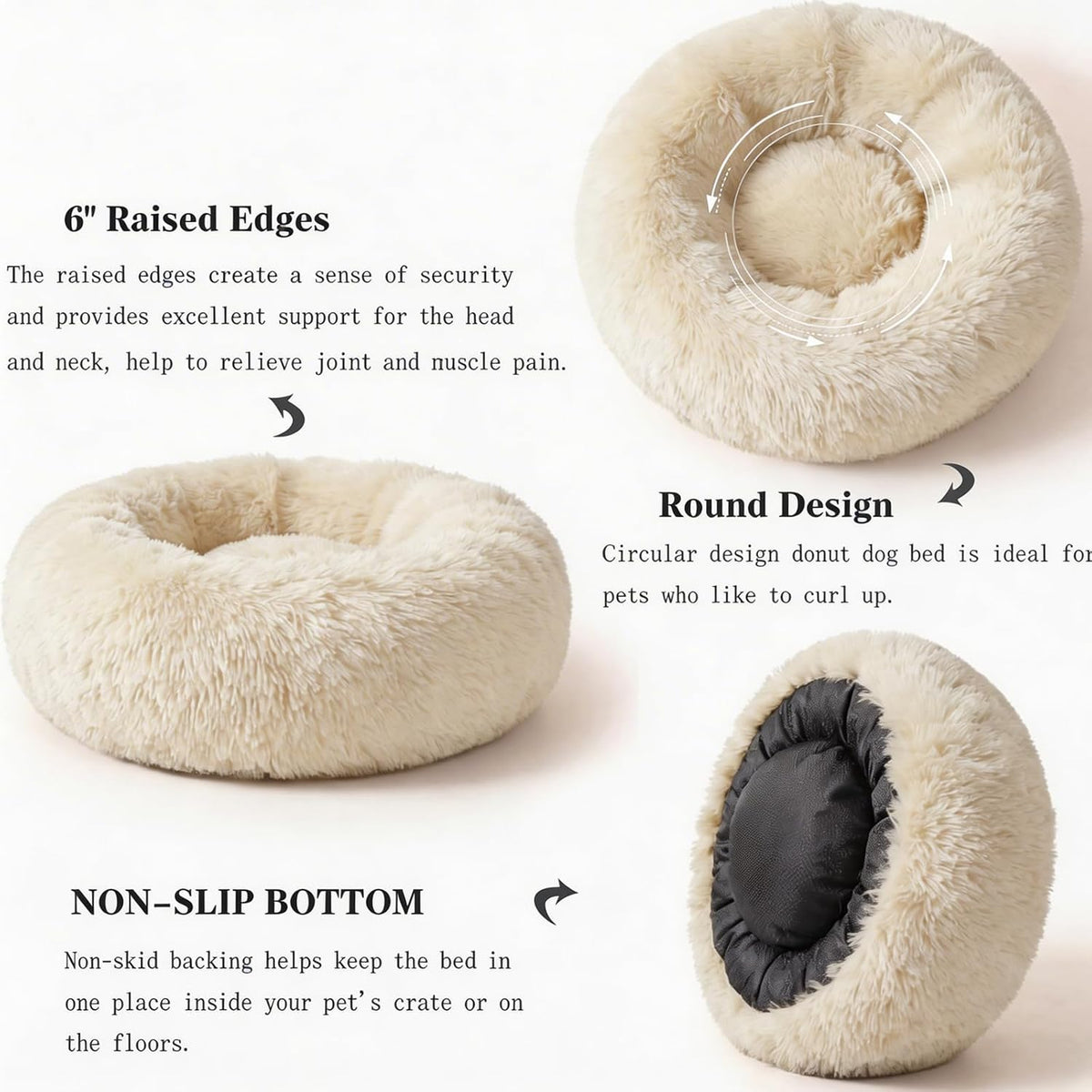 nononfish Dog Bed for Small Dogs,Calming Donut Plush Pet Bed