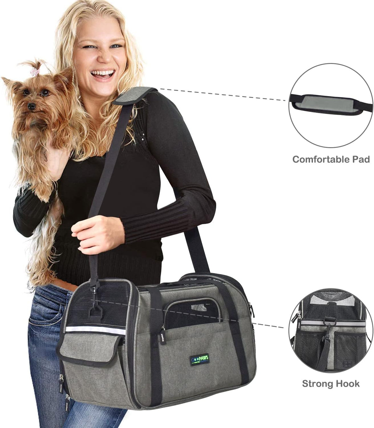 JESPET Soft-Sided Airline-Approved Dog & Cat Carrier Travel Bag