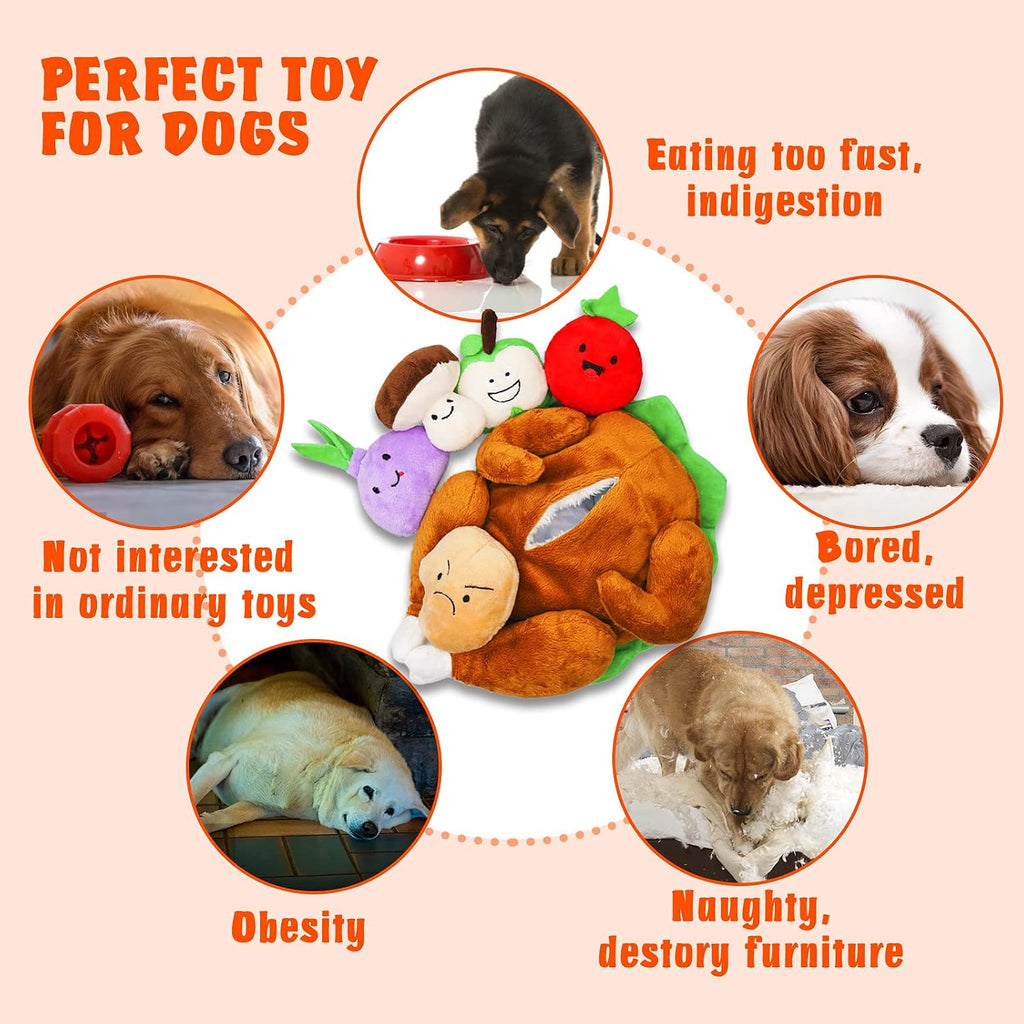 Thanksgiving Dog Toy, Hide and Seek Turkey Puzzle for Small Dogs