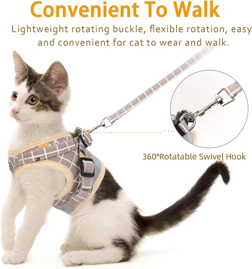 Cat Harness and Leash Set, Escape Proof Harness Khaki-Pattern XS