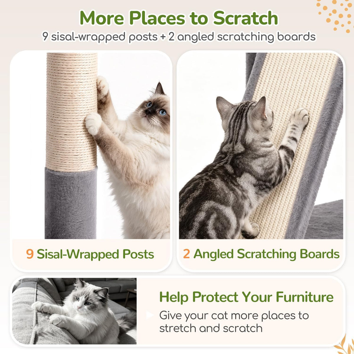 Globlazer Heavy Duty Cat Tree for Large Cats, 25.5in Wide Top Perch, S52F