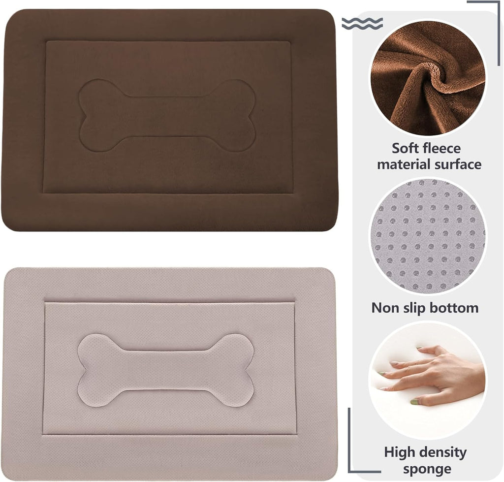 Large Dog Bed Soft Dog Crate Pad Mat, 42 in Non-Slip Bottom Washable Dog Sleeping Mattress Pet Beds Cat Bed Kennel Pad, Dark Brown