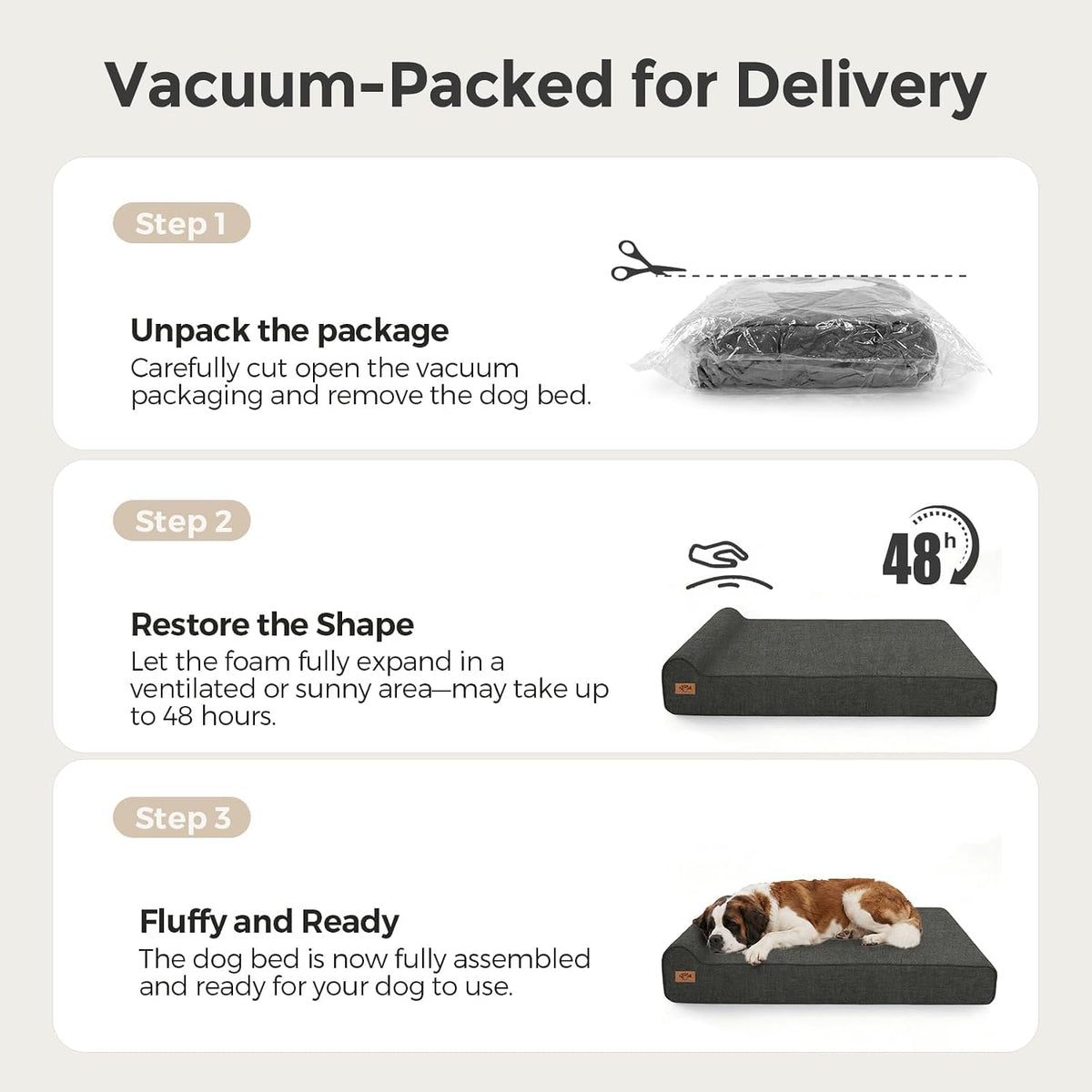 Sytopia 7" Thick Orthopedic Dog Beds for Extra Large Dogs (50" x 34" x 7"), Chew Proof Fabric Cover, 35D Memory Foam Dog Beds with Durable Waterproof Liner & Removable Washable Cover, Black