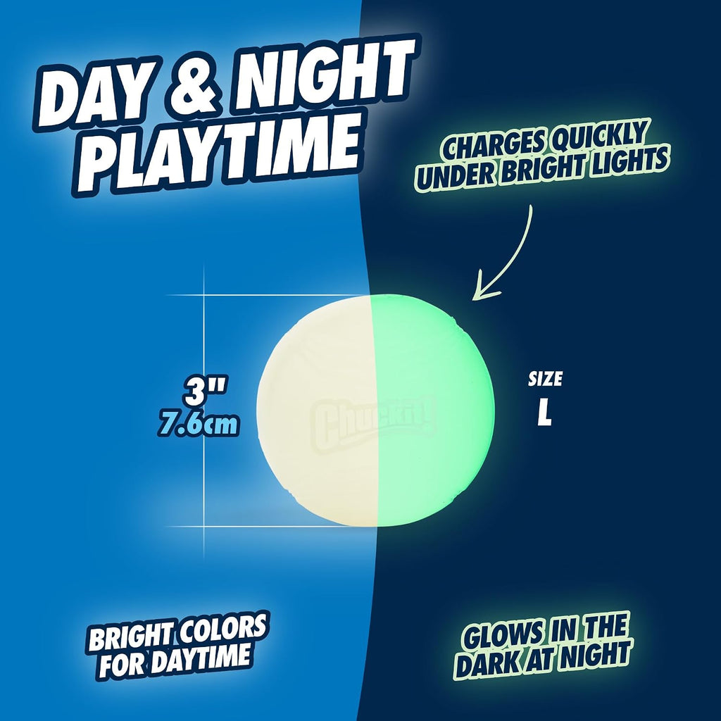 Chuckit! Glow in the Dark Bouncy Ball for Dogs, Dog Toy, Max Glow Balls, 3 Inch, Large (Pack of 12)