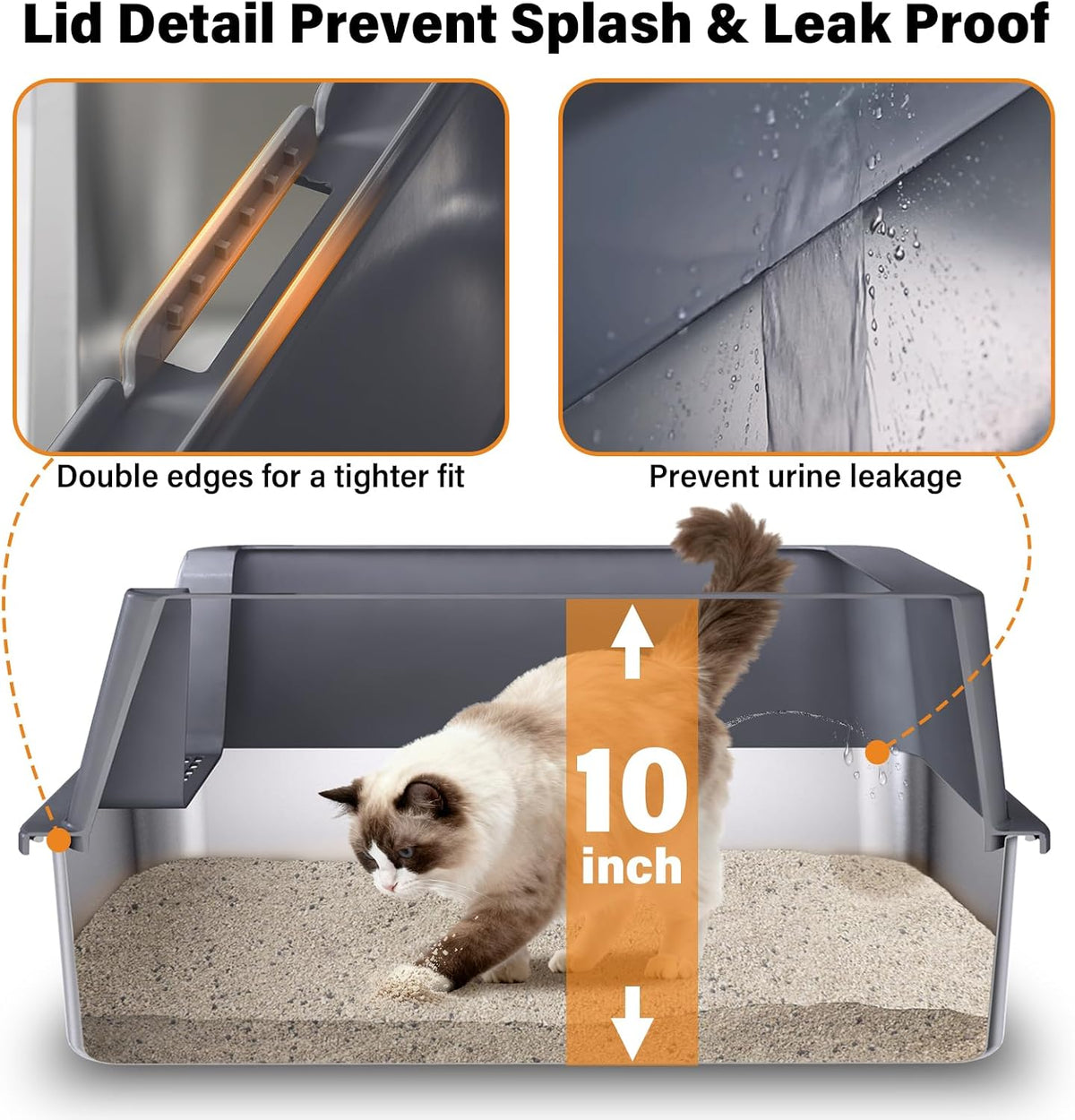 Stainless Steel Litter Box with Lid,XL Extra Metal Cat Litter Box