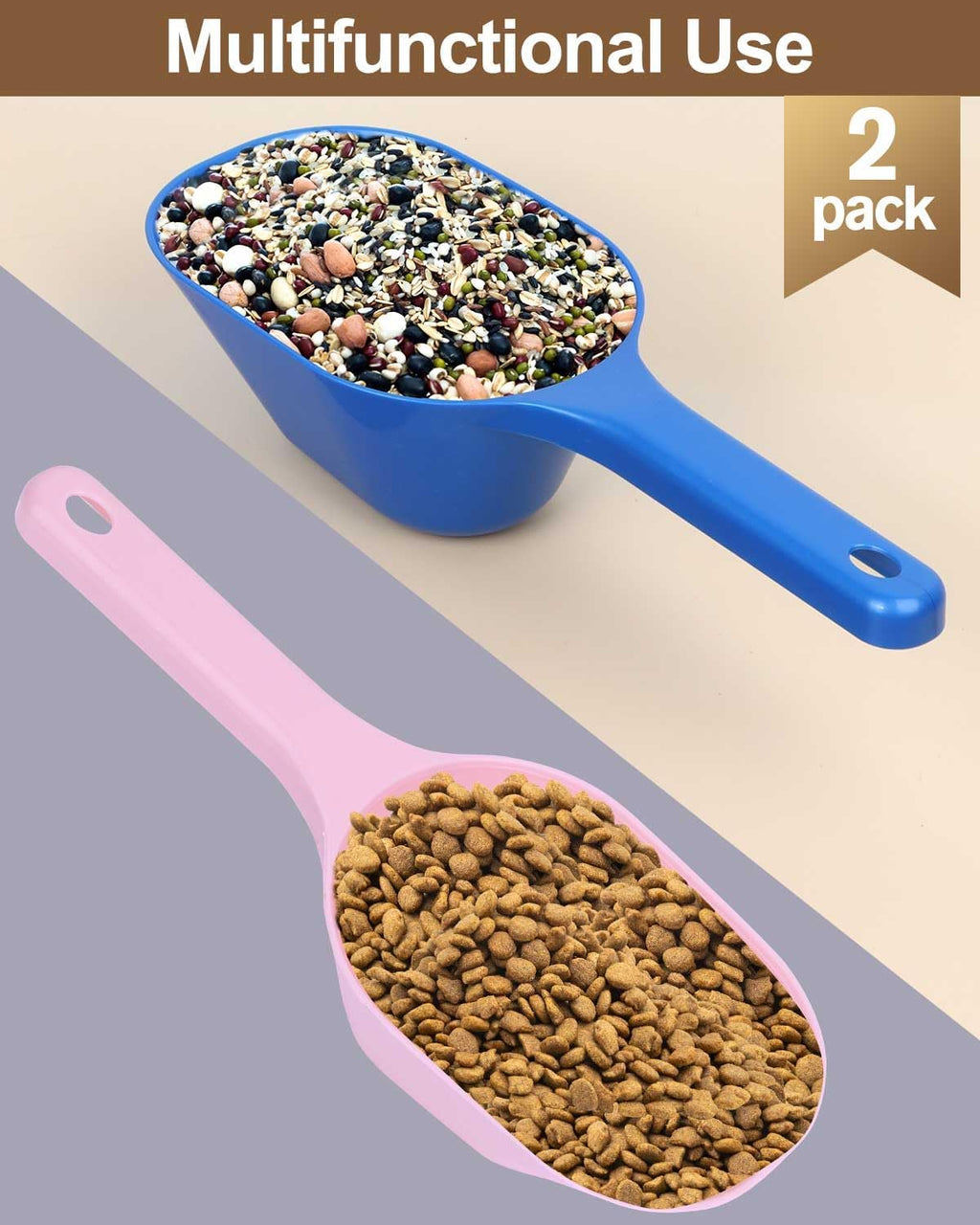 2 PACK Dog Food Scoop,1 Cup Capacity Pet Food Scoop For Dog and Cat