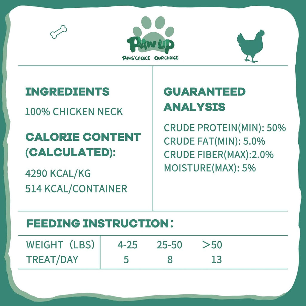 PAWUP Freeze Dried Chicken Necks Dog Treats，4.2 oz