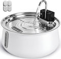 Cattasaurus 135oz Wireless Cat Water Fountain, 304 Stainless Steel Automatic Water Dispenser for Cats, Ultra Quiet, Smart Sensor, 6-Layer Filtration (White, Fountain + 2 Filters (2-Week Supply))