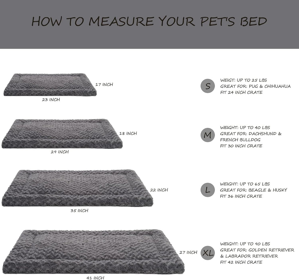 Exsnugy Washable Dog Bed Mat Medium Size Fluffy Pet Crate Pad 30x19