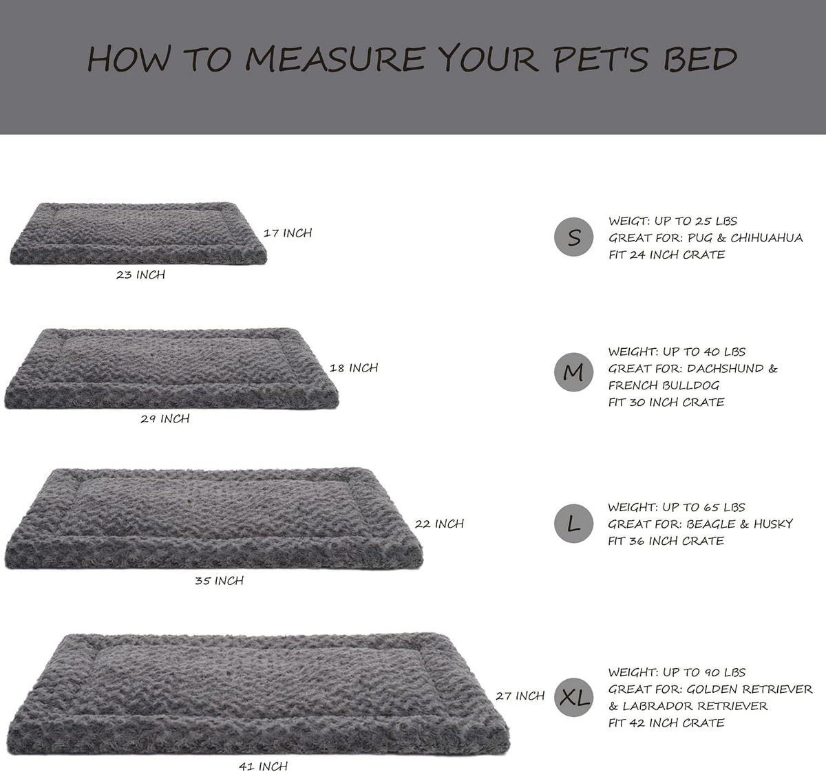 Exsnugy Washable Dog Bed Mat Medium Size Fluffy Pet Crate Pad 30x19