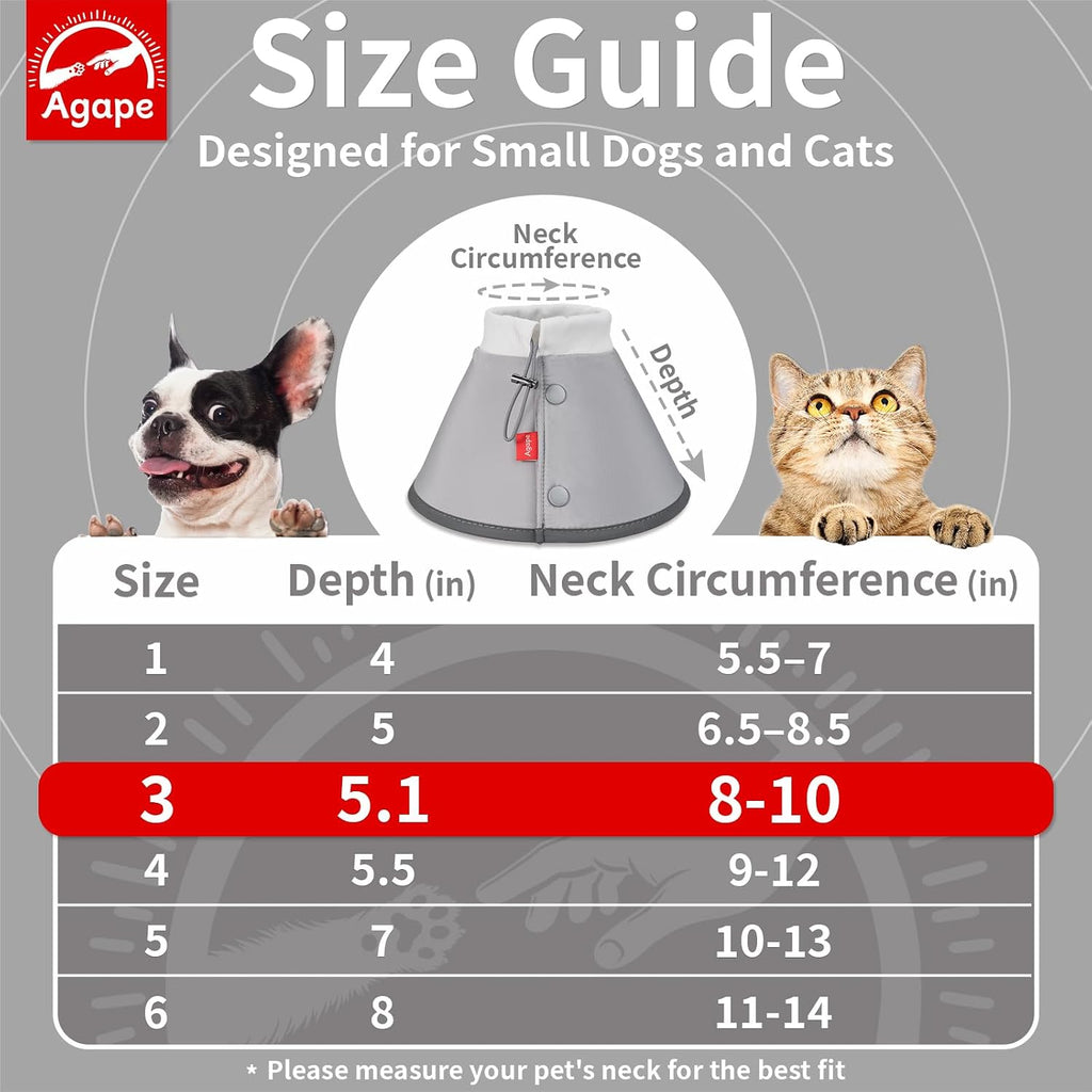 Agape Soft Dog Cone for Small Dogs & Cats, Recovery Collar to Stop Licking