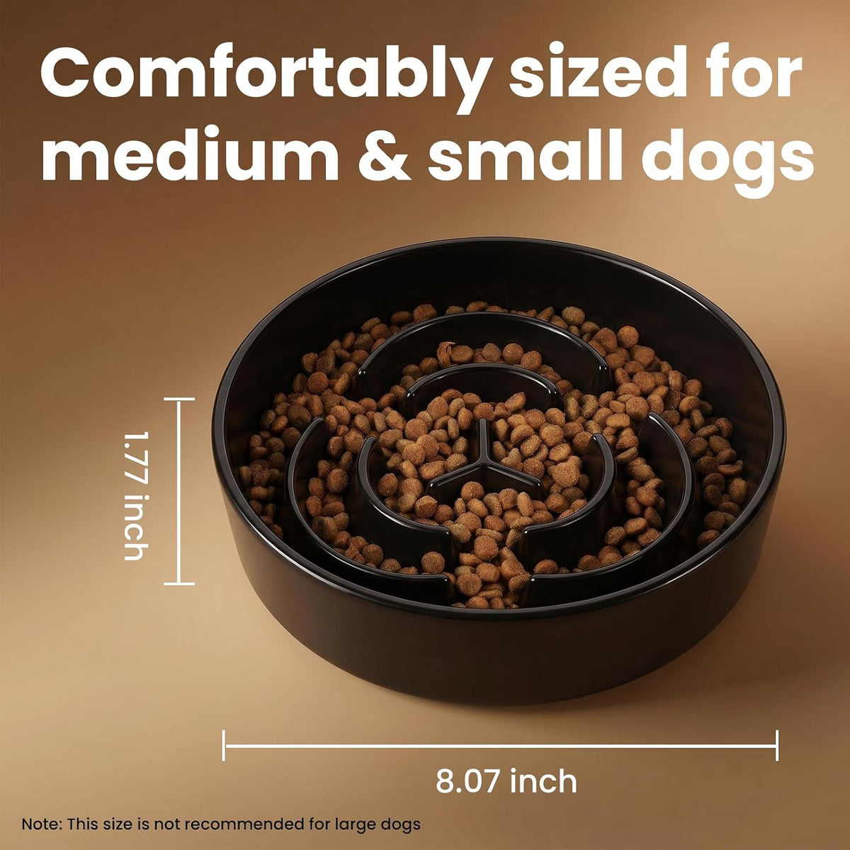 2 Pack Ceramic Slow Feeder Dog Bowls 1.6 Cups for Medium & Small Fast Eater