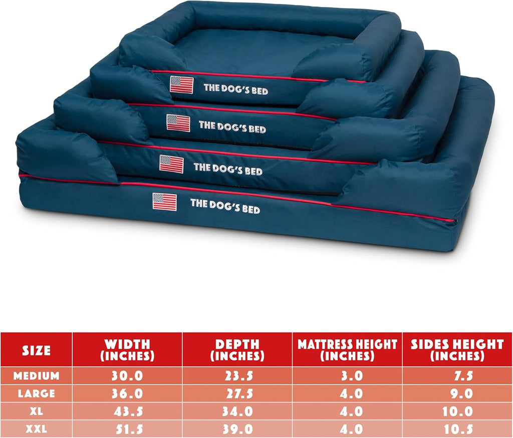 The Dog’s Bed Replacement Outer Cover, Oxford Fabric, Blue with Red Trim & USA Flag, XXL