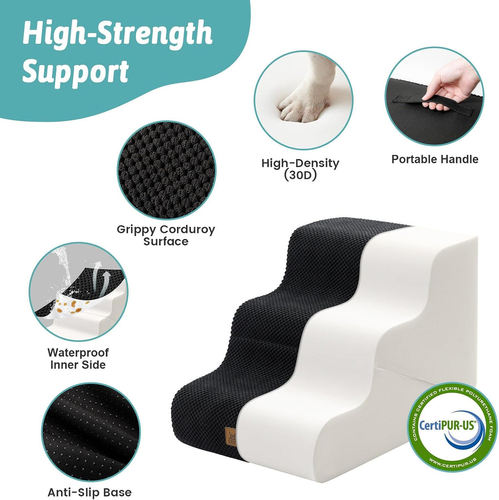 COZY KISS Dog Stairs for Small Dogs, 3-Step 2-in-1 Dog Steps,15.7" H