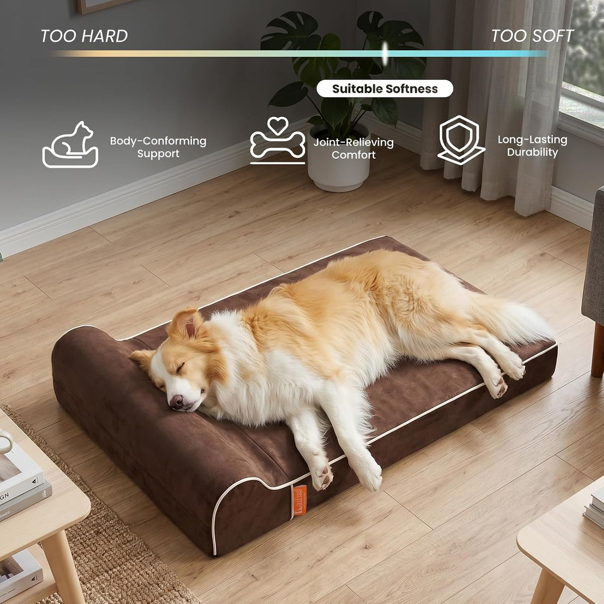Laifug Orthopedic Dog Bed, Chocolate 40''x25''x5.5'', Memory Foam
