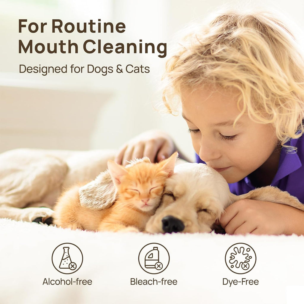 HICC PET Mouth Cleaning Finger Wipes for Dogs & Cats, 50 Count