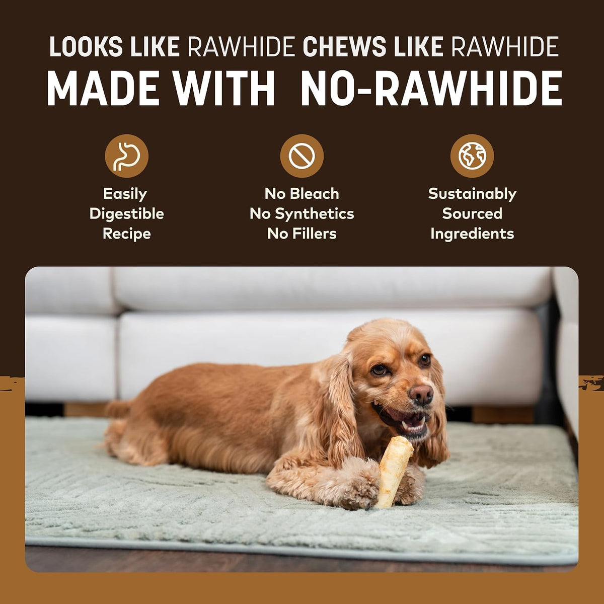 Earth Animal No Hide Dog Chews - Rawhide Free Small Rolls 2 Count Venison