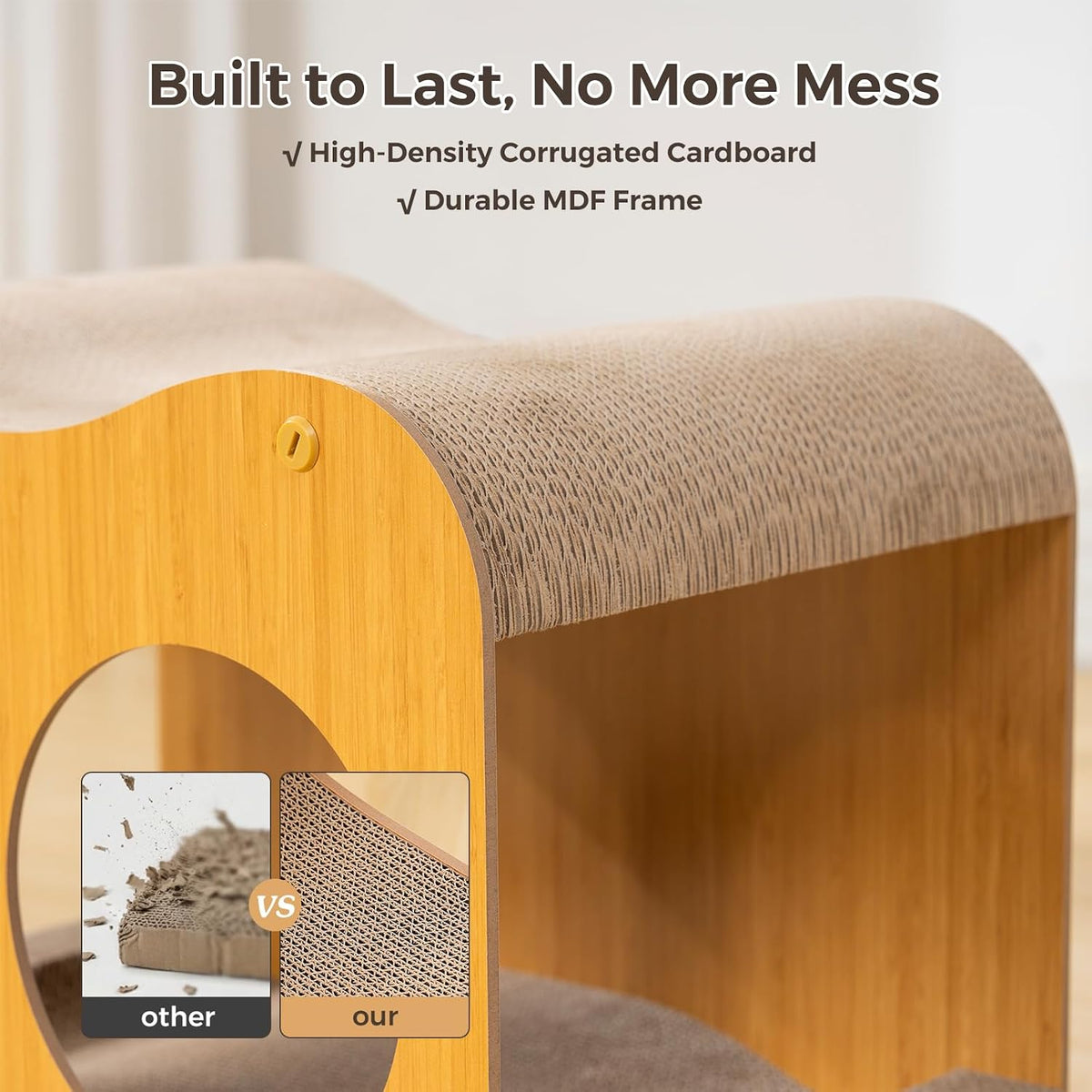Avont 2-in-1 Cat Scratcher with Reversible Scratching Board, Curved