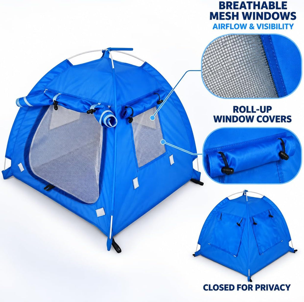 Breathable Washable Pet Puppy Kennel Dog Cat Folding Indoor Outdoor House Bed Tent (Blue,M)