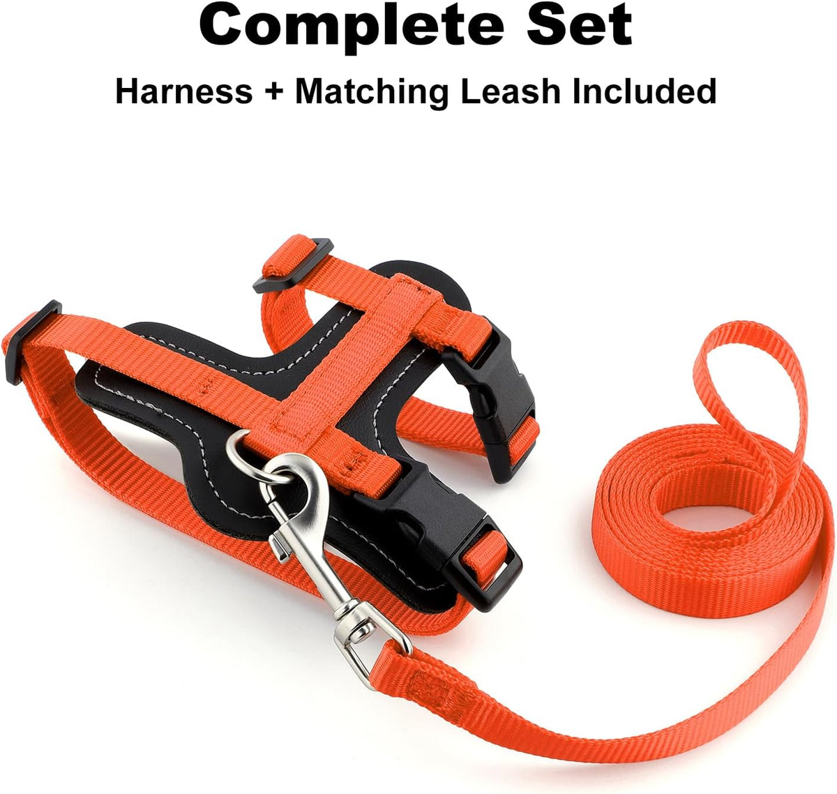 Plutus Pet Adjustable Cat Harness and Leash Set, with Leather Trim