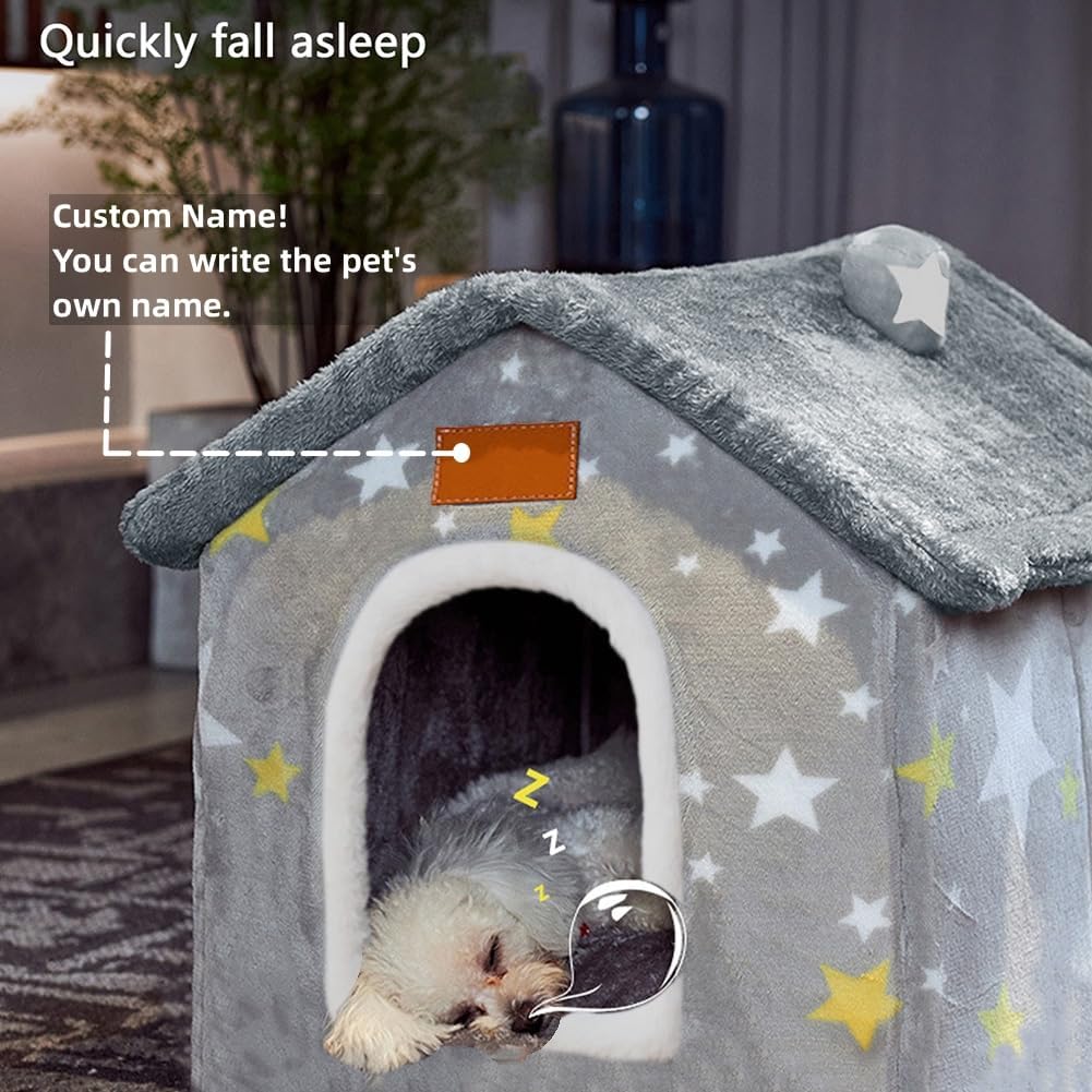 BXEBUI Dog House Indoor Memory Sponge, Foldable Dog House Kennel Bed Mat with Cushion for Small Medium Large Dogs Cats, Winter Warm Cat Nest Puppy Cave Sofa Pet Products (Large)