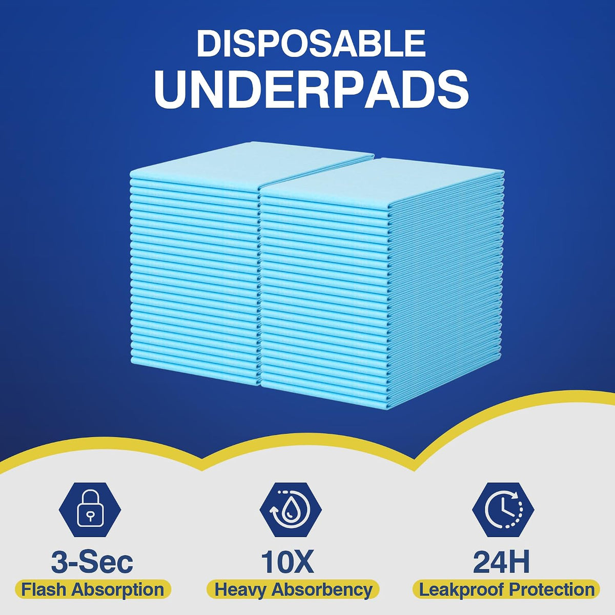 MKISS Bed Pads Disposable 36" x 36" 50 Count, Extra Large Incontinence Underpads, Leak-Proof & Quick-Drying Disposable Pee Pads for Elderly, Adults, Kids, Puppy Training