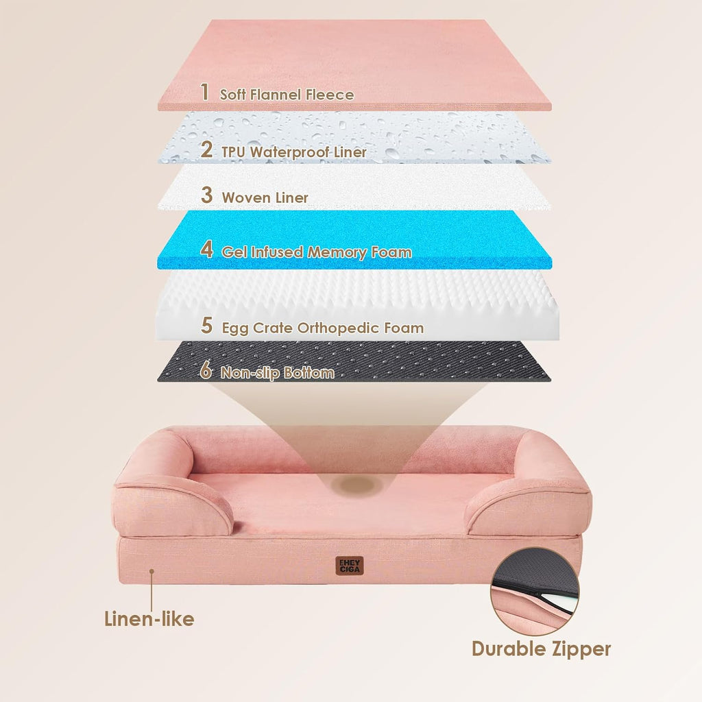 EHEYCIGA Orthopedic Extra Large Dog Bed, Waterproof Washable XL Pet Bed 44"