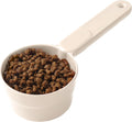 Joyinjojo Dog Cat Food Scoop - Pet Food Scoop Dog Food Measuring Cup 1/2 1/4 Cup, Comfortable Long Handle for Easy to Scoop Food, White 1/2 Cup