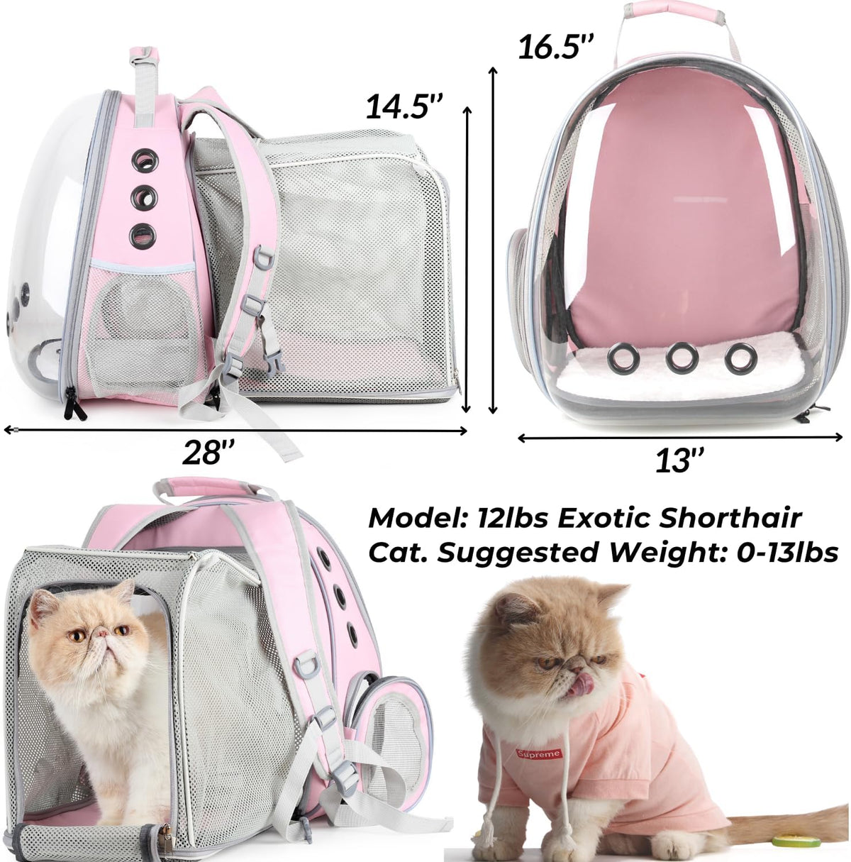 Lollimeow Expandable Bubble Cat Carrier Backpack, Supports up to 14 lbs