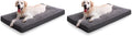 Dog Crate Bed Waterproof Dog Beds for Medium Dogs Rose Velvet Soft Fluffy Washable Dog Bed with Removable Cover & Anti-Slip Bottom, 35 x 22 Inch, Gray (Pack of 2)