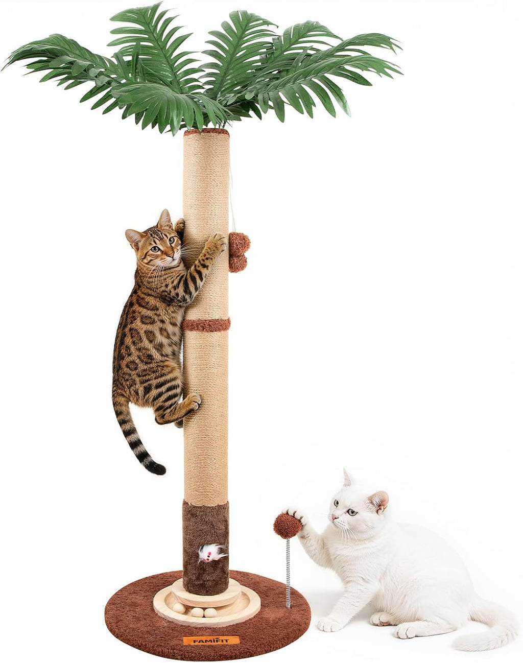 【Material Upgrade】 Famifit 53.6" Palm Tree Cat Scratching Post, Tall Tree