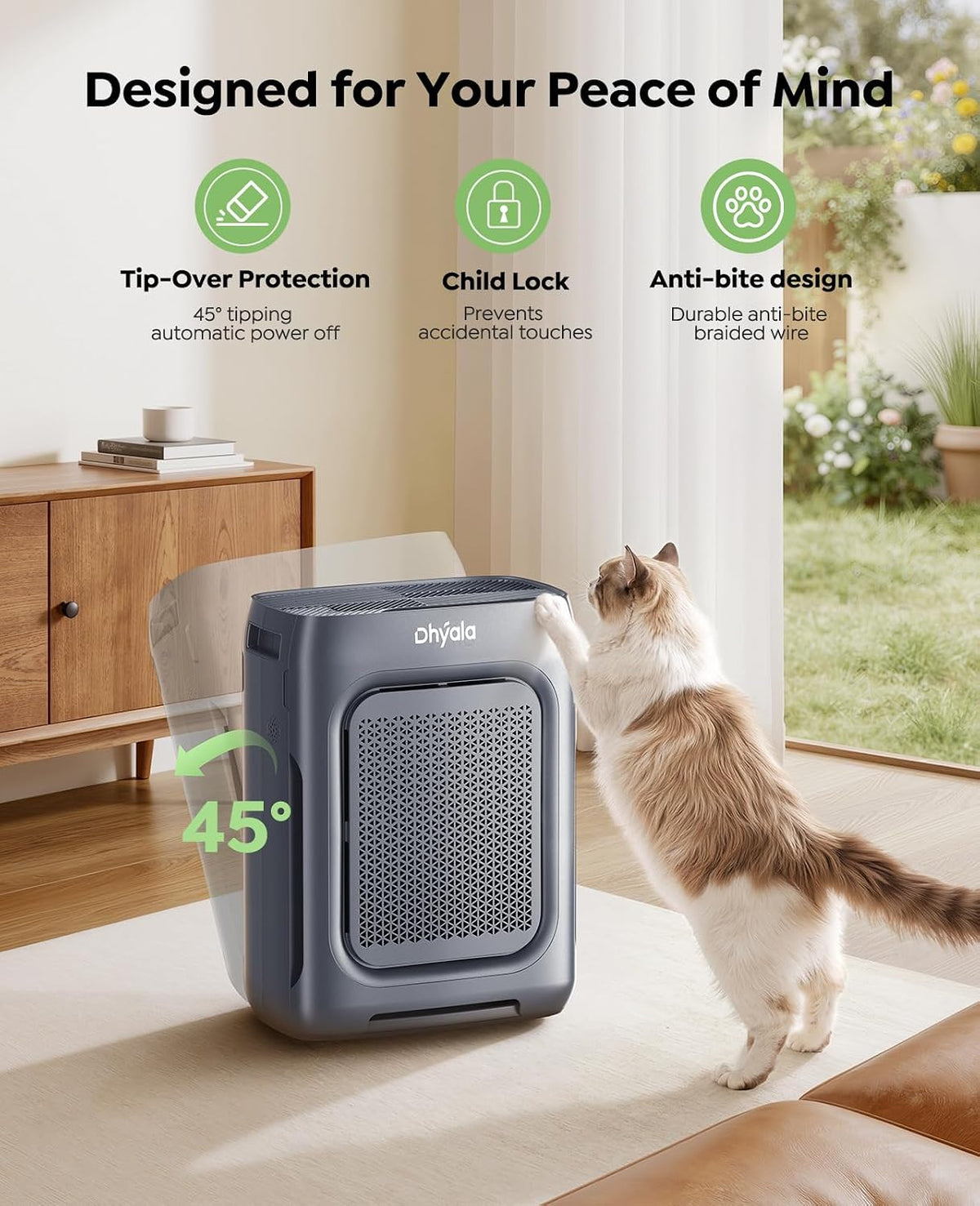 Air Purifier for Home Bedroom Large Room up to 3000Ft², HEPA Air Purifier with Washable Double-Sided Filters, Smart WiFi, AQI Display, Air Cleaner for Pets, Dust, Pollen, 15dB Sleep Mode, Gary