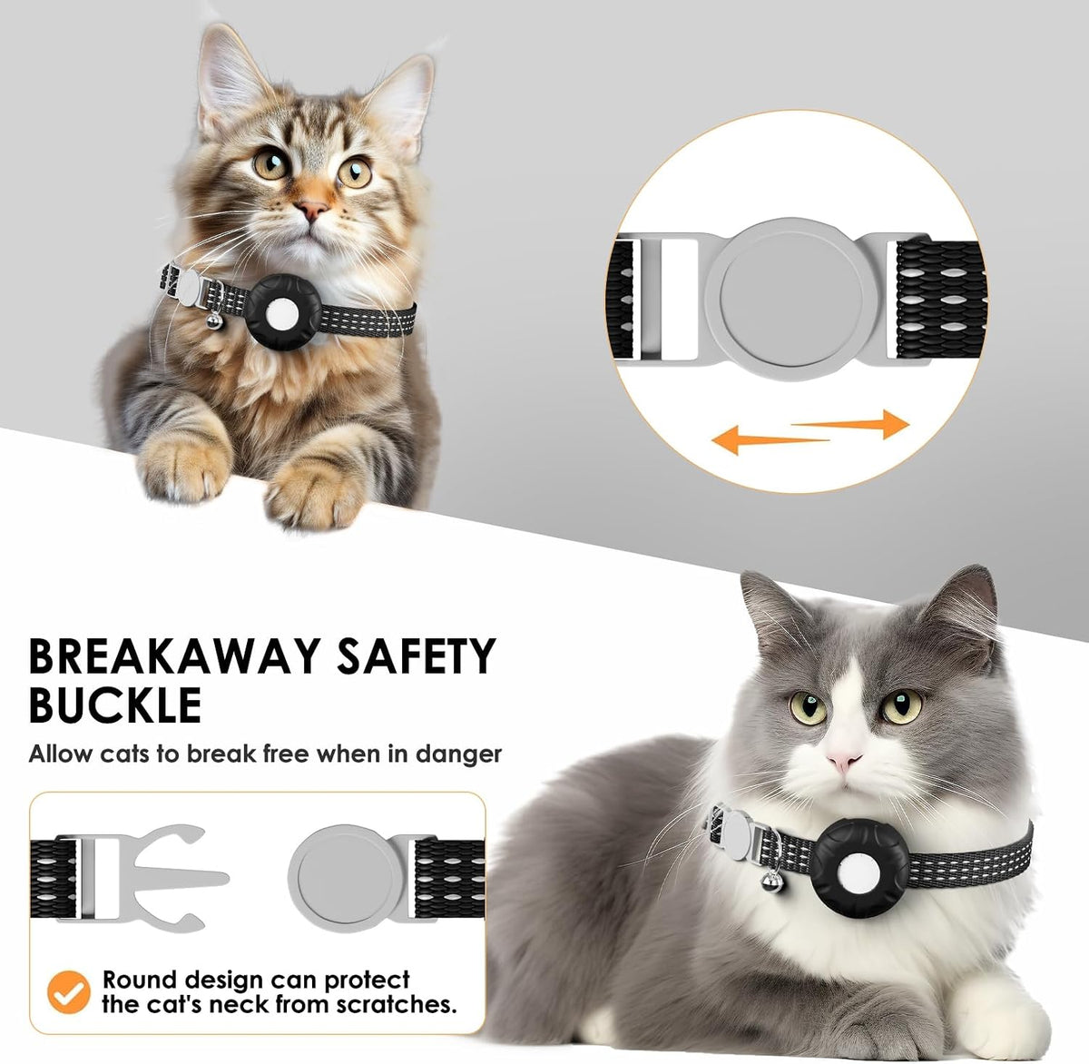 GPS Tracker for Cats-No Monthly Fee, Cat Tracker Compatible with Apple Find My App (Only iOS), Waterproof Real-Time Cat Collar Tracker for Pets,Kids,Luggage & Assets | 367-Day Battery Life|(Black)