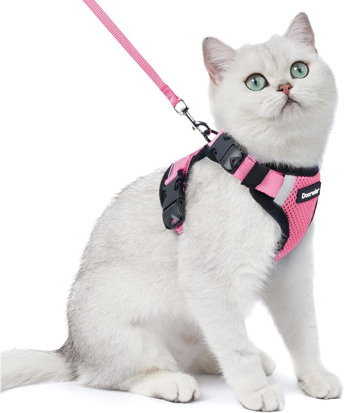 Dooradar Cat Harness and Leash Set with Neck Release Buckle, Pink