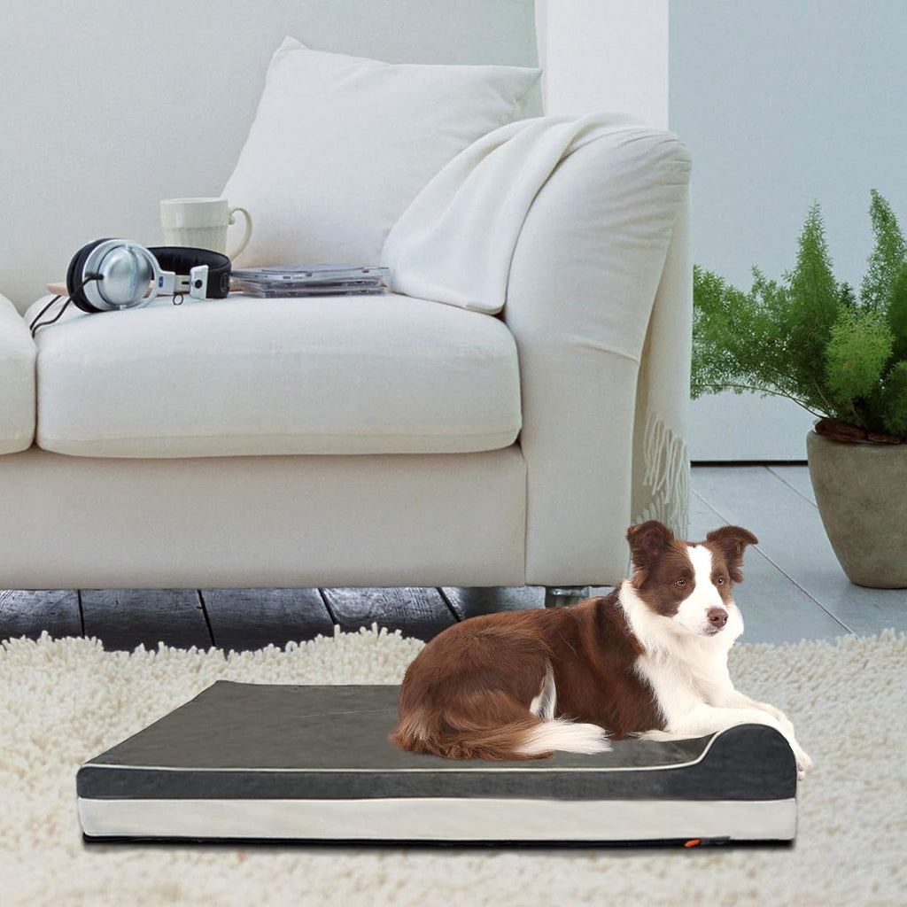 Laifug Orthopedic Dog Beds for Large Dogs,4.5" Memory Foam Dog Beds,Durable Water Proof Liner Removable and Washable, Nonskid Bottom, Grey 46"x28"x8"