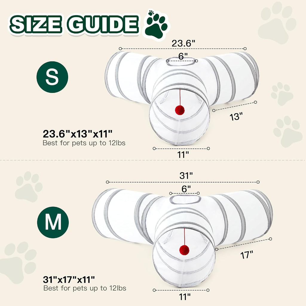 Love's cabin Cat Tunnel for Indoor Cats, 3-Way Collapsible Play Tunnel