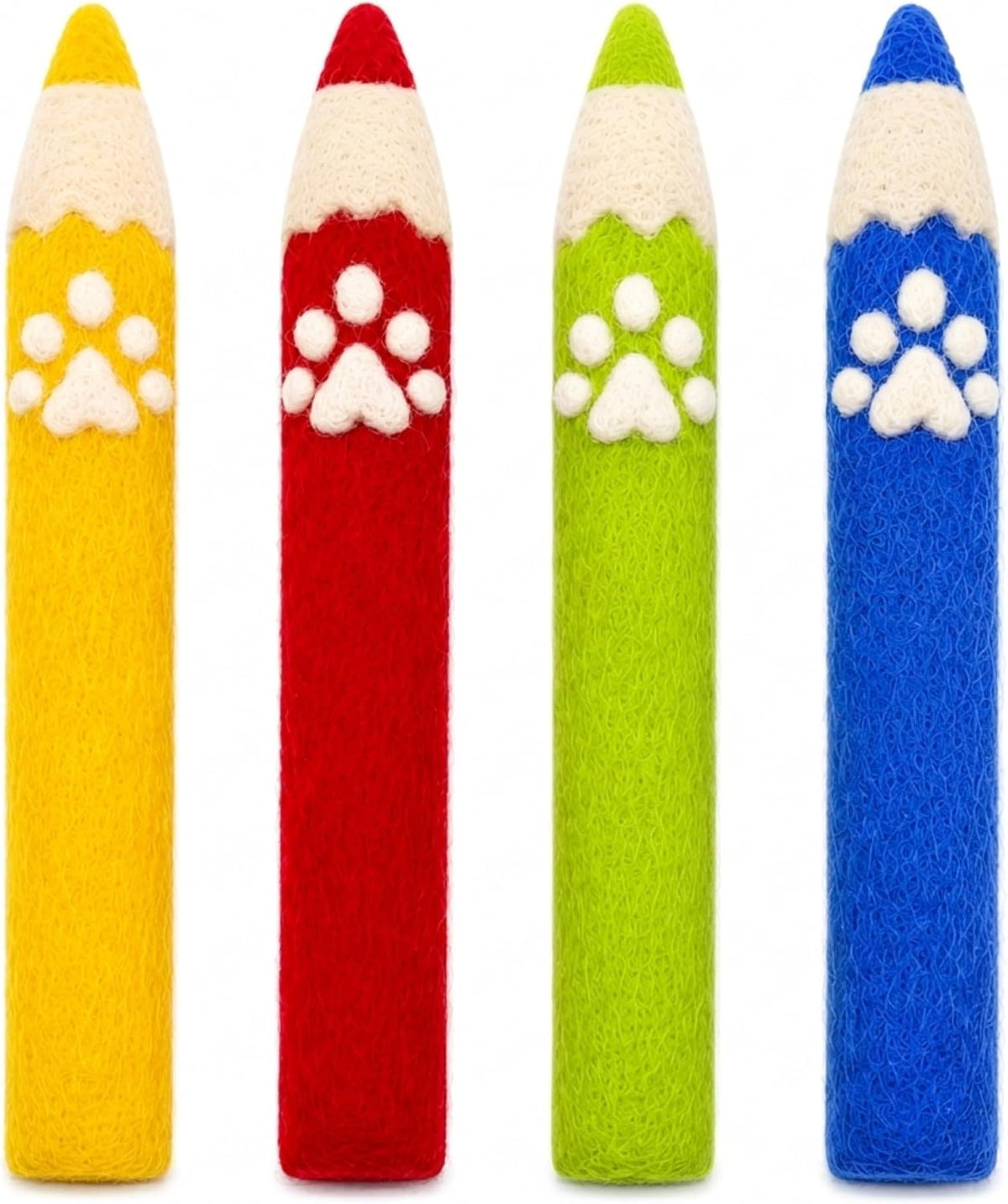 Glaciart One Catnip Crayons for Cats, 4 Pack Handmade Wool Felt Cat Toys with Catnip for Kittens & Indoor Cats