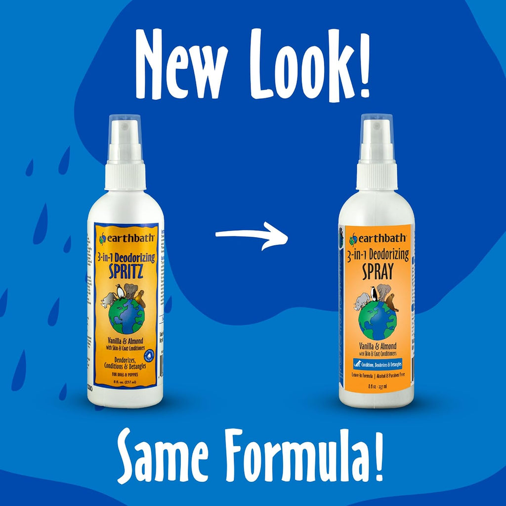 earthbath Vanilla & Almond 3-in-1 Dog Deodorizing Spray - 8 oz (2 Pack)