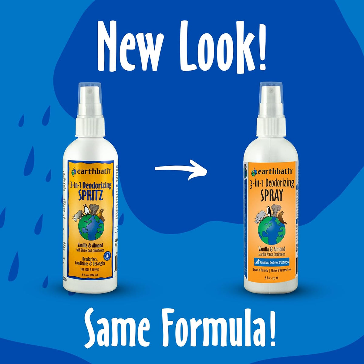 earthbath Vanilla & Almond 3-in-1 Dog Deodorizing Spray - 8 oz (2 Pack)