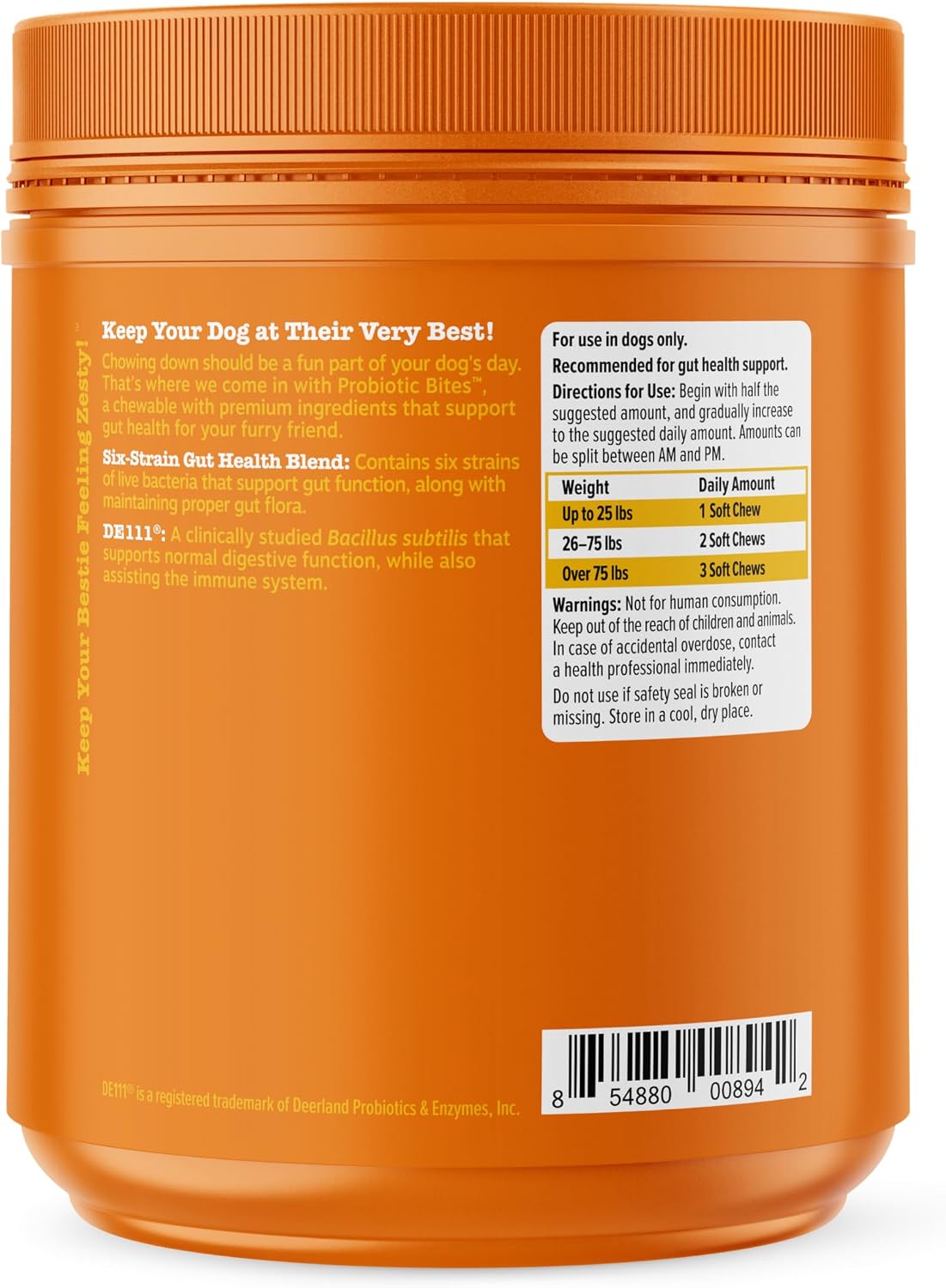 Zesty Paws Probiotics for Dogs, Digestive Enzymes Gut Flora, Digestive Health, Diarrhea & Bowel Support, DE111, Dog Probiotic Soft Chew for Pet Immune System, Pumpkin, 250 Ct (Pack of 2)