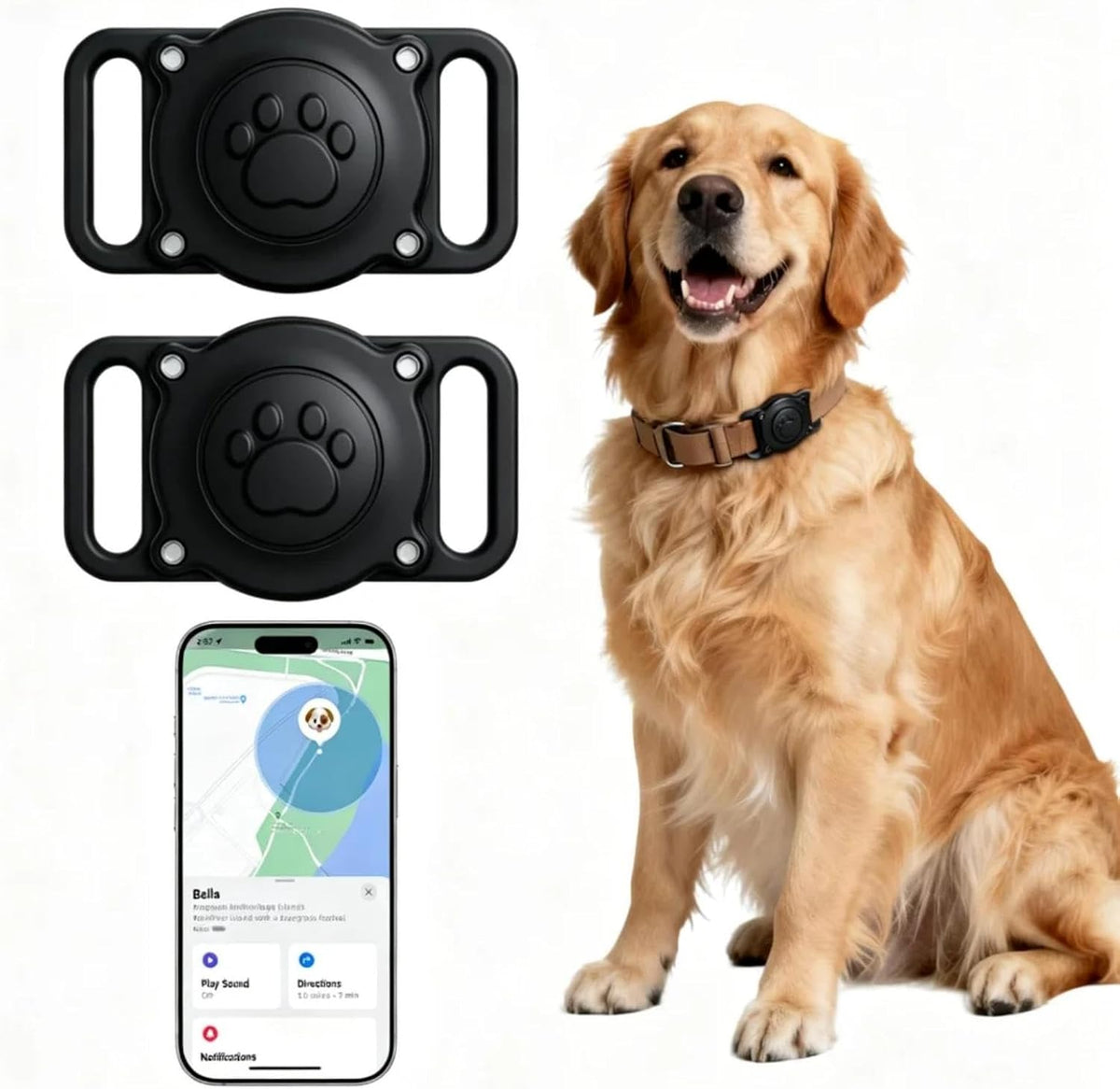 GPS Dog Tracker Collar (iOS & Android), Pet Activity Tracker No Monthly Fee