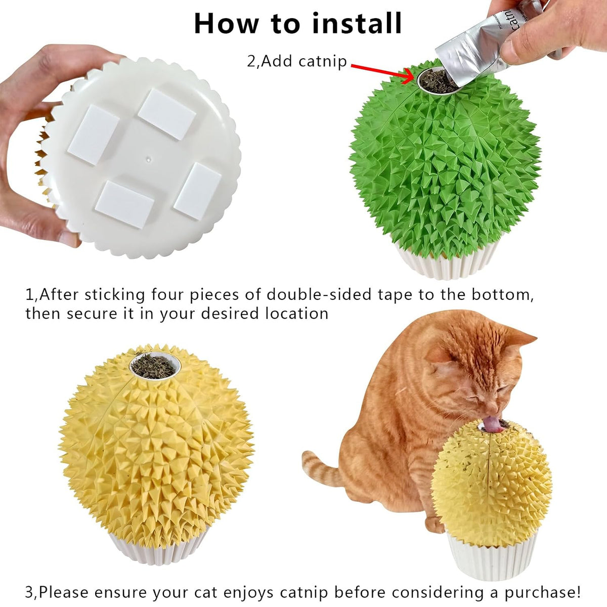 miwoowim Durian Catnip Feeder & Face Scratcher, Wall Corner Self Groomer