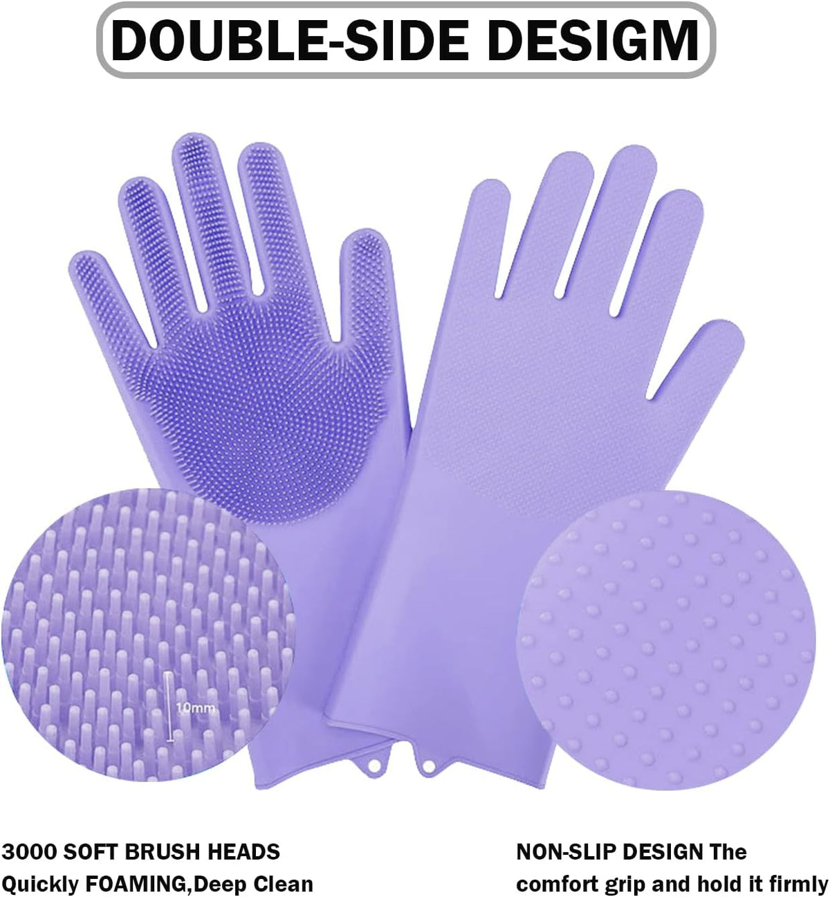 Pet Grooming Gloves, Silicone Bath Massage Gloves, Wet Dry (Purple)