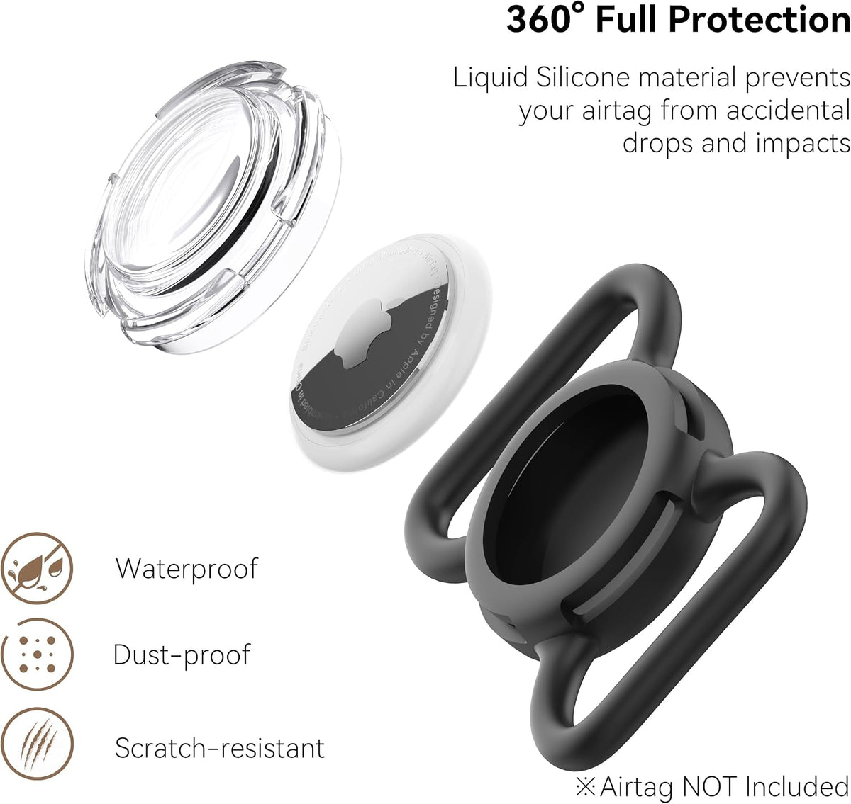 Waterproof AirTag Holder for Dog Collar, Soft Slide-On Dog AirTag Holder