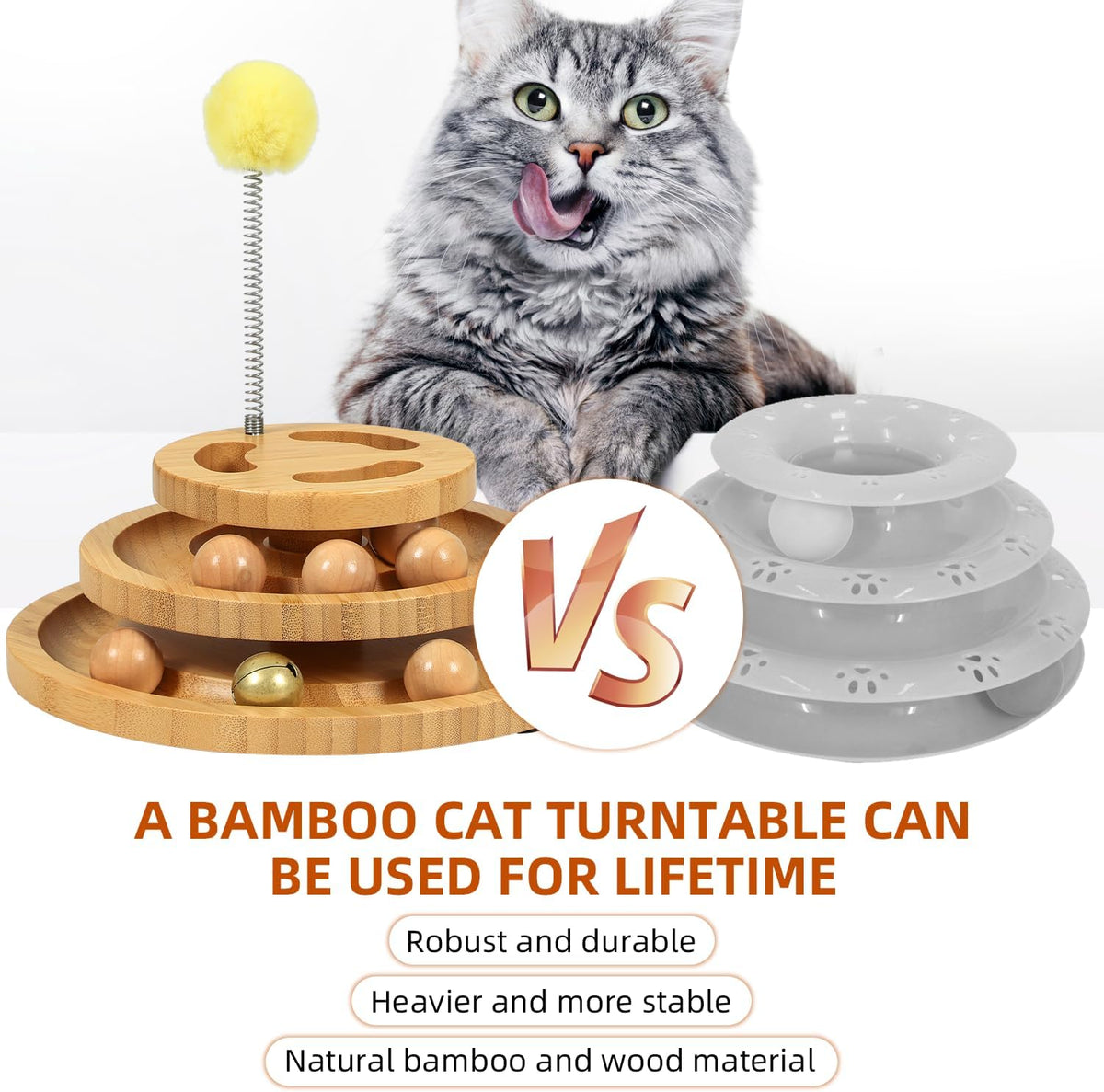 DoogCat Cat Ball Track with Puzzle Top, 3-Level Cat Ball Tower
