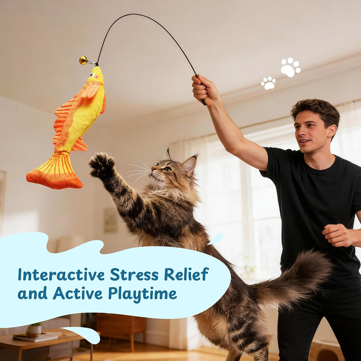 Catnip Toys, [12000mg] Extra Large Toys for Indoor Cats with Removable Bell, 100% Natural North American Catnip Floppy Fish Cat, Crinkle Sound & Soft Cotton-Free Surface