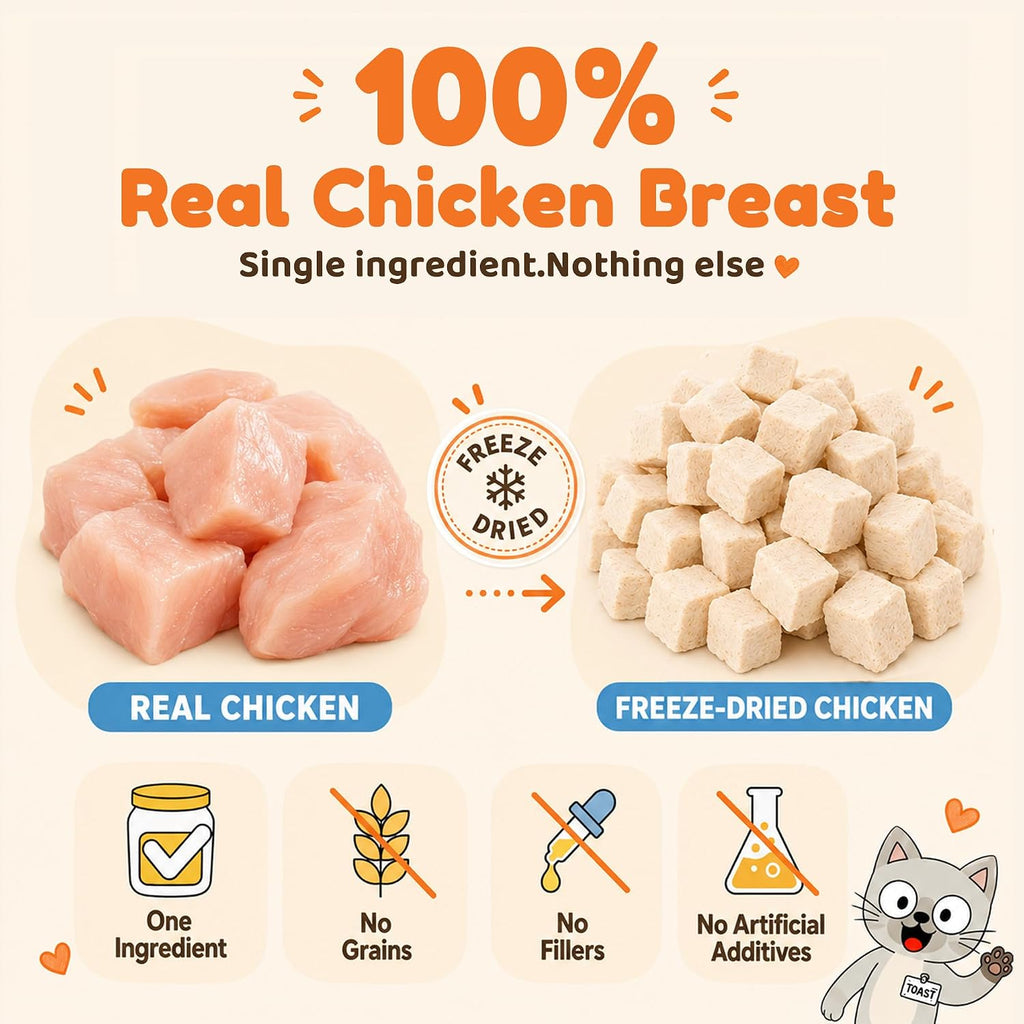 Freeze Dried Chicken Cat Dog Treats 4 oz Single Ingredient