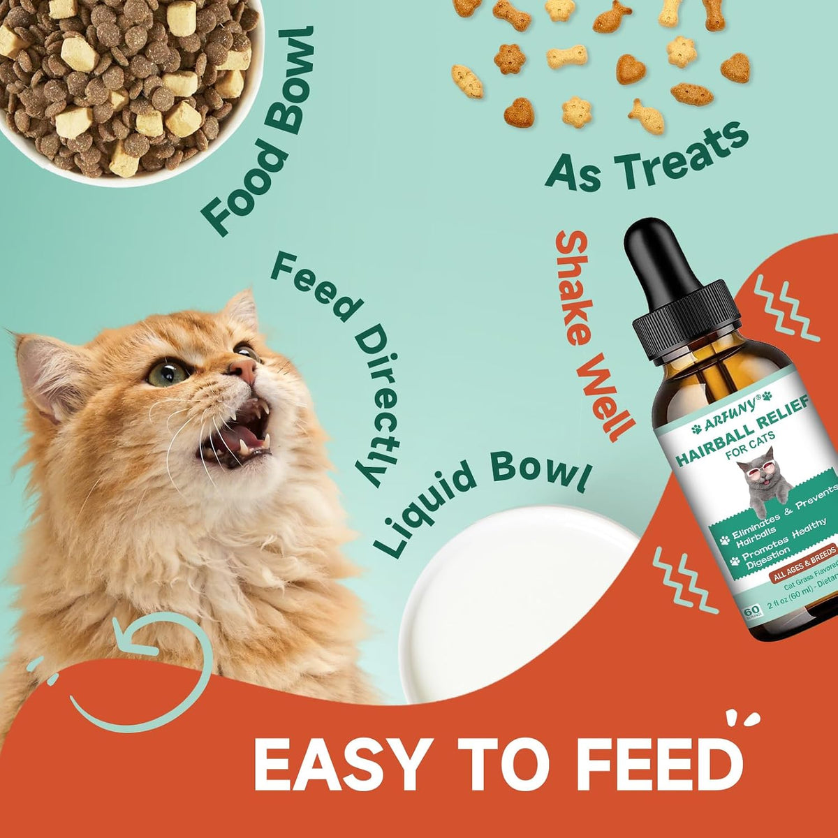 2-Pack Hairball Treatment for Cats, Cat Hairball Remedy, 120ML